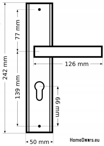 Klamka THEO z szyldem + wkładki w sys, 1- klucza Klamka THEO z szyldem + wkładki w sys, 1- klucza