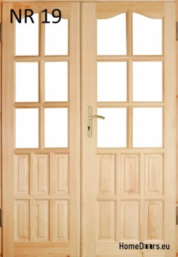 Porte en pin à double vantail n° 19 avec cadre