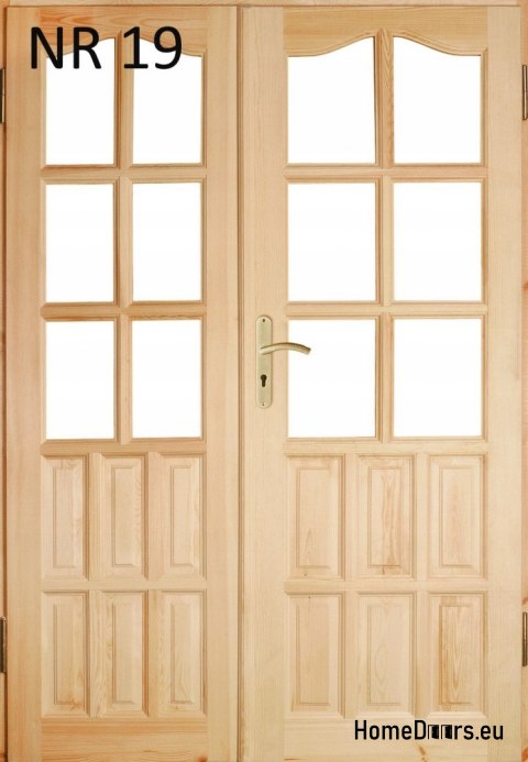 Porte en pin à double vantail n° 19 avec cadre Porte en pin à double vantail n° 19 avec cadre