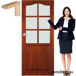 Porte en bois avec cadre en verre vernis TP3 90