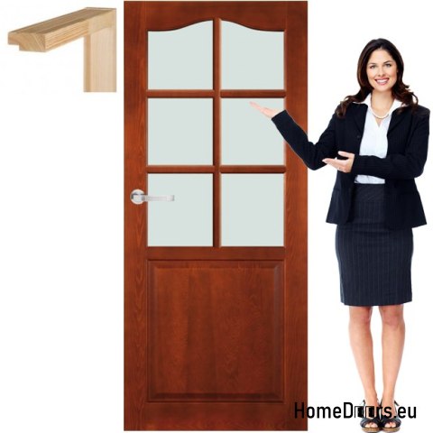 Porte en bois avec cadre en verre vernis TP3 90