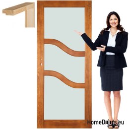 Porte en bois avec cadre couleur verre PS4 80