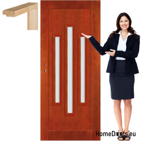 Porte en bois avec cadre en verre coloré ST3 90