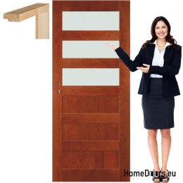 Porte en bois avec cadre en verre couleur NV4 90