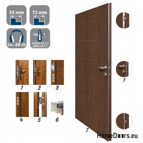 Portes extérieures en acier 80 55MM Warm Ud=1,2, BÉTON Portes extérieures en acier 80 55MM Warm Ud=1,2, BÉTON