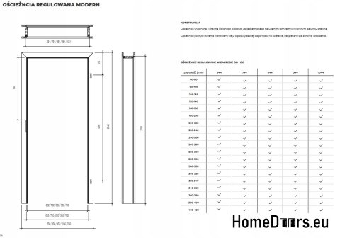 Ościeżnica regulowana drewniana fornir 360-380 Ościeżnica regulowana drewniana fornir 360-380