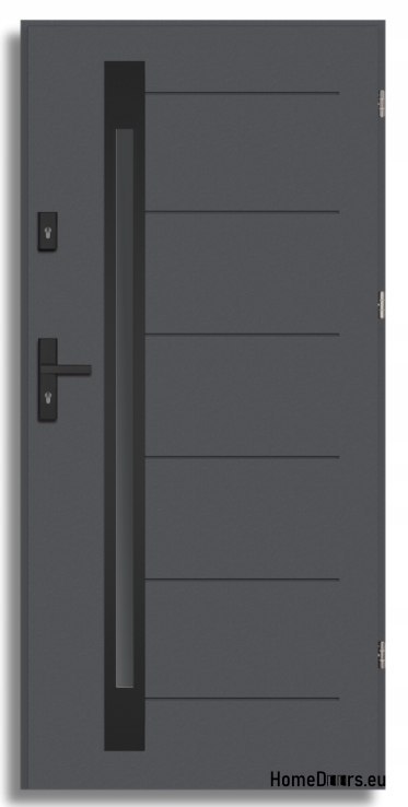 Porte d’extérieur NARVIK BLACK THICK warm 1,2Wm2k 70mm, OFF-THE-SHELF, 90 P