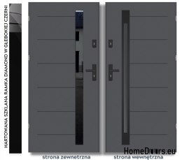 Portes extérieures COPENHAGEN WITH BLACK GLASS THICK chaud 70mm, PRÊT À L’EMPLOI, 90 L