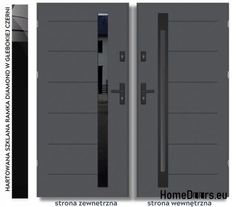 Portes d’extérieur COPENHAGEN WITH BLACK GLASS THICK chaud 70mm, OFF-THE-SHELF, 90 P Portes d’extérieur COPENHAGEN WITH BLACK GLASS THICK chaud 70mm, OFF-THE-SHELF, 90 P