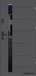 Portes d’extérieur COPENHAGEN WITH BLACK GLASS THICK chaud 70mm, OFF-THE-SHELF, 90 P