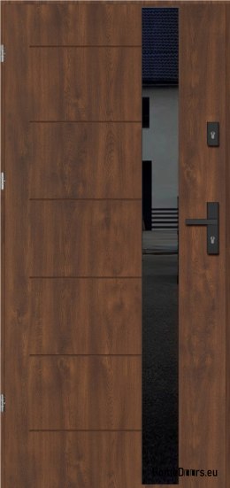 Porte extérieure BORNHOLM AVEC VERRE NOIR ÉPAIS chaud 70mm, OFF-THE-SHELF, 90 L