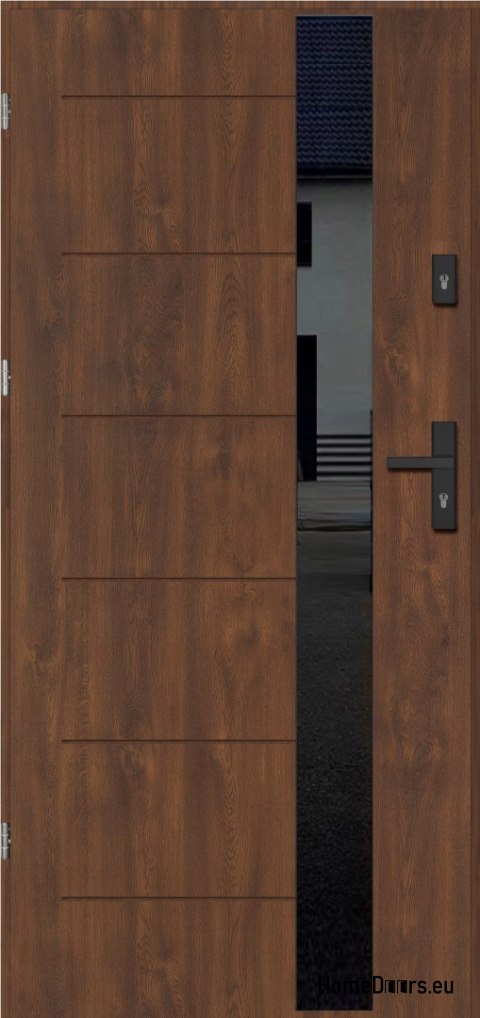 Porte extérieure BORNHOLM AVEC VERRE NOIR ÉPAIS chaud 70mm, OFF-THE-SHELF, 90 L