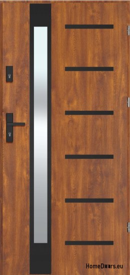 Porte extérieure REMO BLACK avec miroir, THICK warm 70mm, STANDARD, 90 P