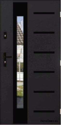 Porte extérieure REMO BLACK avec miroir, THICK warm 70mm, STANDARD, 90 P