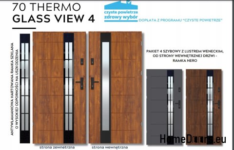 Porte extérieure chaleureuse THERMO GLASS 4 Pack 4 vitrages 70mm, OFF-THE-SHELF, 90 L Porte extérieure chaleureuse THERMO GLASS 4 Pack 4 vitrages 70mm, OFF-THE-SHELF, 90 L