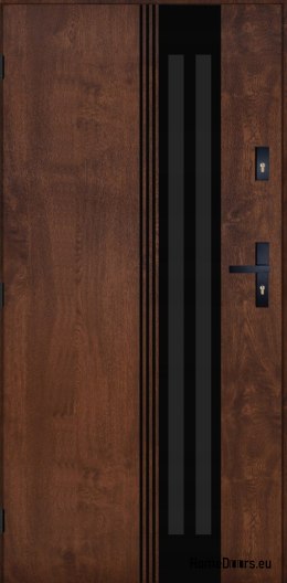 Porte Extérieure PANTOR BERGEN 02 Gauche 90 Noyer Epaisseur 72mm Chaud