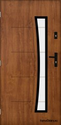 Porte extérieure solide avec verre 55mm POP 02 80 chêne doré gauche