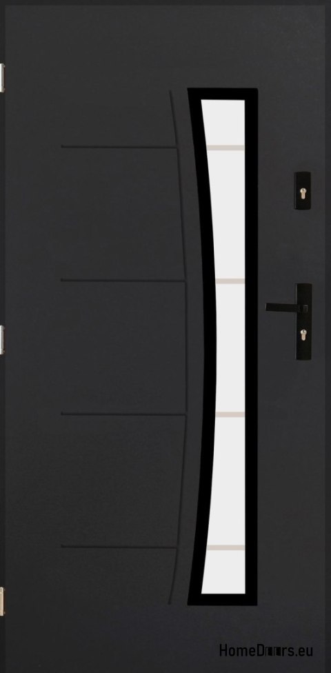 Porte extérieure solide avec verre 55mm POP 02 90 gauche anthracite Porte extérieure solide avec verre 55mm POP 02 90 gauche anthracite
