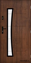 Porte extérieure solide avec verre 55mm POP 02 90 noyer droit