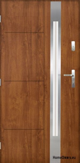 Porte Extérieure en Acier Polonais 55mm Sonata 03 90 Chêne Doré Gauche