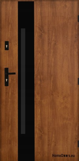 Porte Extérieure en Acier Polonais 55mm Tango 04 90 Chêne Doré Droit