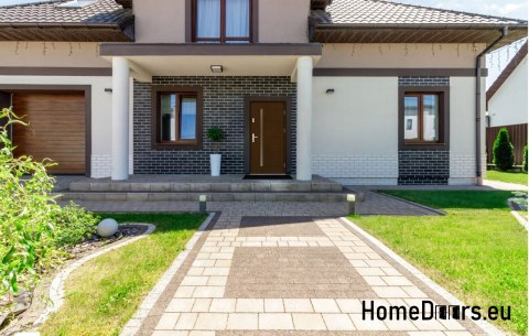 Porte extérieure en bois Almeria 68 mm warm 90 Noyer gauche, EN STOCK