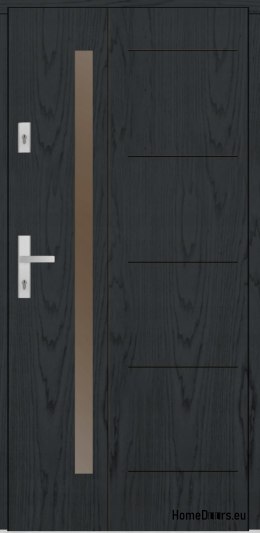 Porte extérieure en bois Almeria 68 mm warm 90 Anthracite droit, PRÊT À STOCK