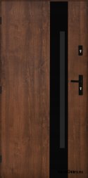 Porte extérieure en acier polonais 55mm Tango 04 80 noyer gauche