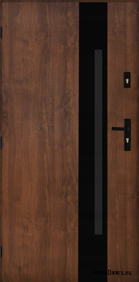 Porte extérieure en acier polonais 55mm Tango 04 80 noyer gauche