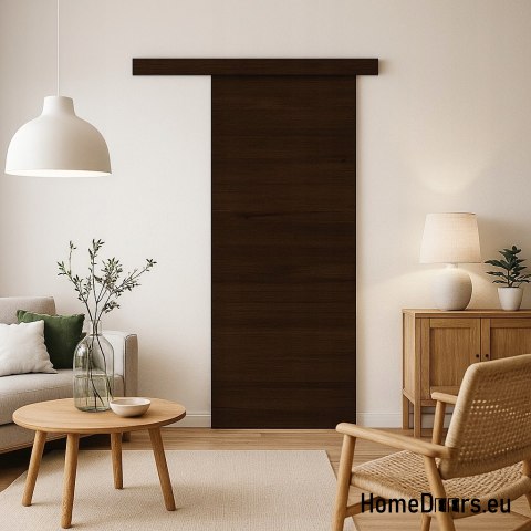 Porte coulissante murale ALFA + système coulissant BIRCH FATHERS DARK 95
