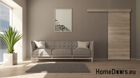 Porte coulissante 90 en noyer ALFA 95+ montée muralement