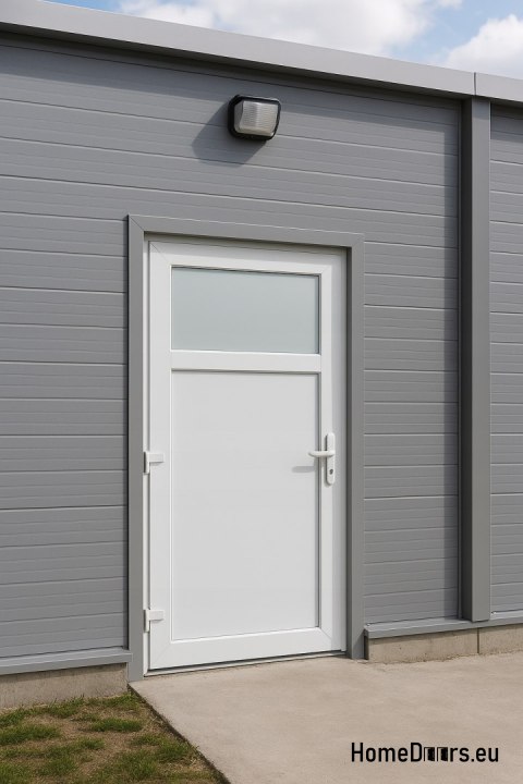 PORTE EXTERNE TECHNIQUE PVC 110X205 cm BLANCHE GAUCHE