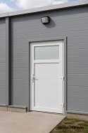 PORTE EXTERNE TECHNIQUE PVC 110X205 cm BLANCHE À DROITE