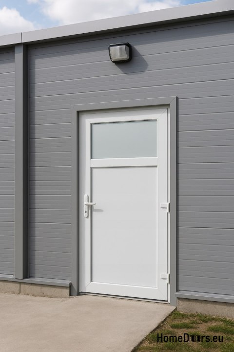 PORTE EXTERNE TECHNIQUE PVC 110X205 cm BLANCHE À DROITE