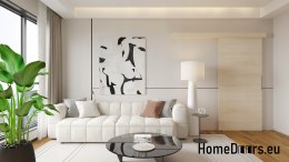 Porte coulissante 70 ALFA Norwegian Beech 74 fixée au mur + système coulissant