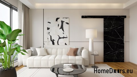 Porte coulissante 70 murale ALFA marbre noir 74+ Système coulissant épais