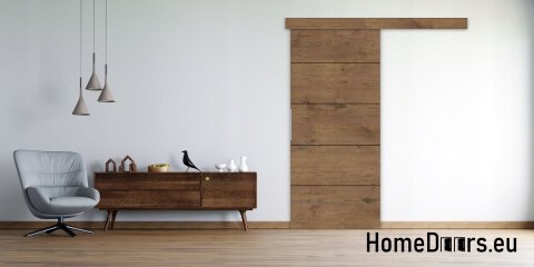 Porte coulissante murale 80 ALFA Wotan Oak 85 + Système coulissant épais