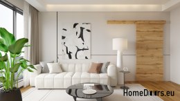 Porte coulissante 90 ALFA wotan oak 95 fixée muralement + épaisseur du système coulissant