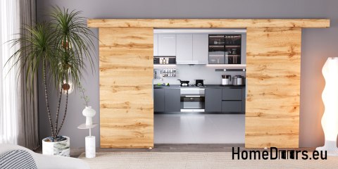 Drzwi przesuwne 140 naścienne ALFA LOFT 02 Dąb Wotan 70 + system przesuwny