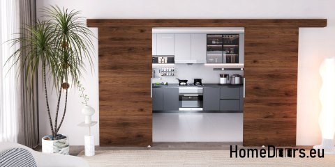 Drzwi przesuwne 140 naścienne ALFA LOFT 02 Orzech 70 + system przesuwny