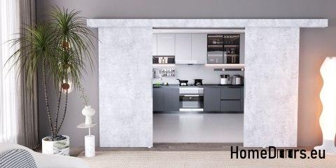 Drzwi przesuwne 148 naścienne ALFA LOFT 02 Beton 74 + system przesuwny