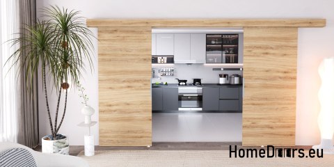 Drzwi przesuwne 148 naścienne ALFA LOFT 02 Dąb Tajga 74 + system przesuwny