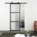 Porte coulissante 90 Loft 3S FROST verre acier lait noir verre + système