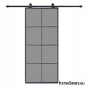 Porte coulissante 90 Loft 8S BLACK verre acier fenêtre noire à portée de main + système