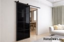 Porte coulissante 90 Loft 8S BLACK verre acier fenêtre noire à portée de main + système