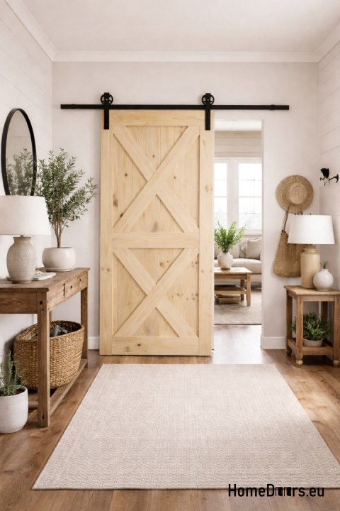 Porte coulissante pin bois Loft G 95x212 cm