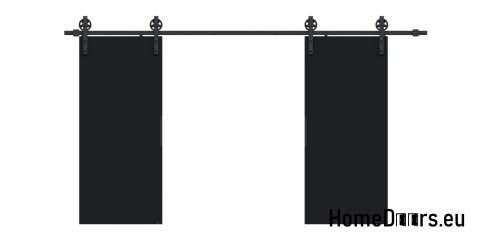 Drzwi przesuwne 110 naścienne ALFA LOFT 04 Czarne 55 + system przesuwny