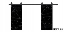 Drzwi przesuwne 110 naścienne ALFA LOFT 04 Marmur Czarny55+system przesuwny