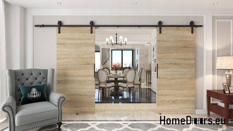 Drzwi przesuwne 120 naścienne ALFA LOFT 01 Dąb Sonoma 60 +system przesuwny