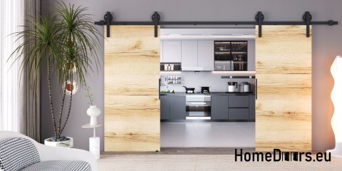 Drzwi przesuwne 120 naścienne ALFA LOFT 04 Dąb Grand 60 + system przesuwny